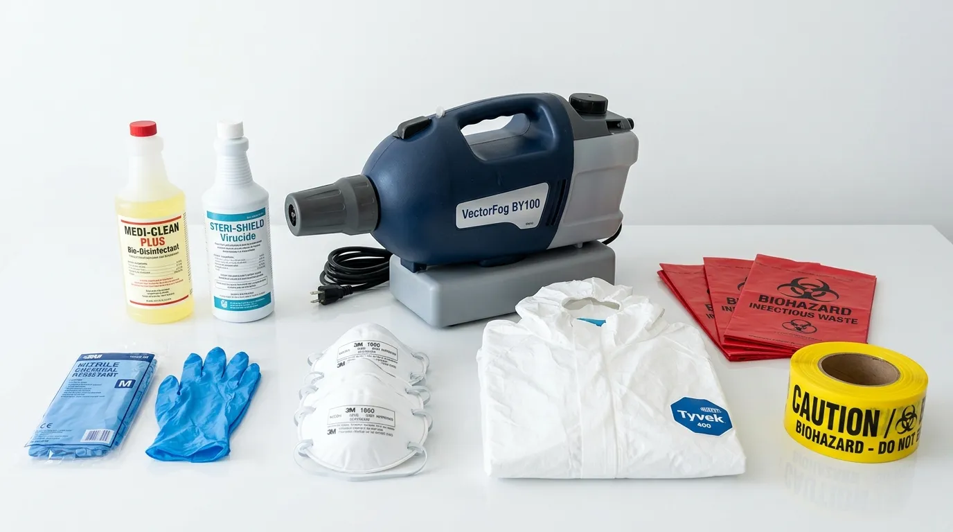 Professional biohazard remediation crew working in Reading